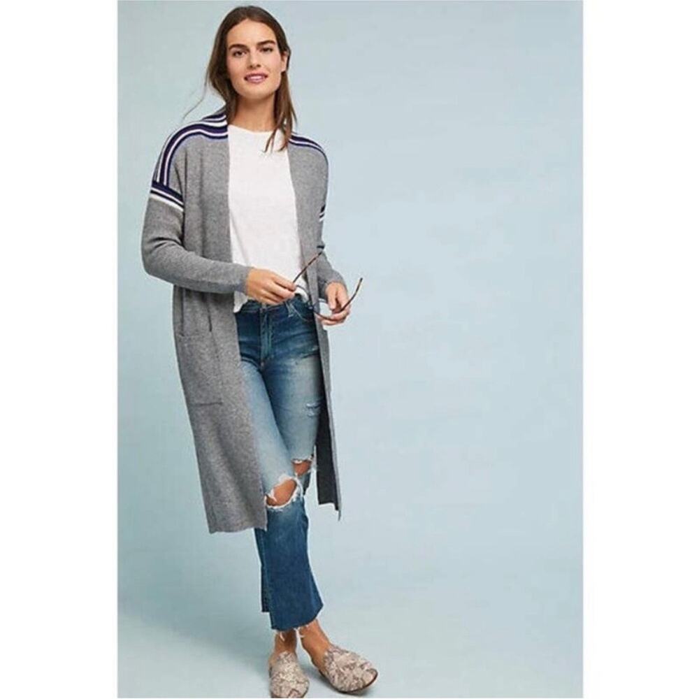 Heartloom Ribbed Striped Sweater Duster Cardigan - size Small